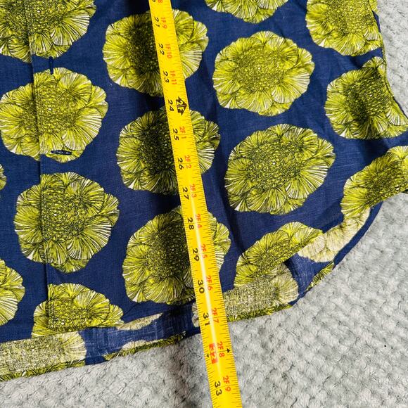 STENSTROMS Men's Lime Green Navy Floral Linen Long Sleeve Button Down Shirt XL - Picture 9 of 10